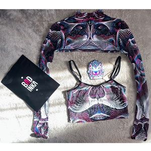 BADINKA Vapor Trance Magenta Mesh 2 Piece Shrug Top *BRAND NEW* Size M